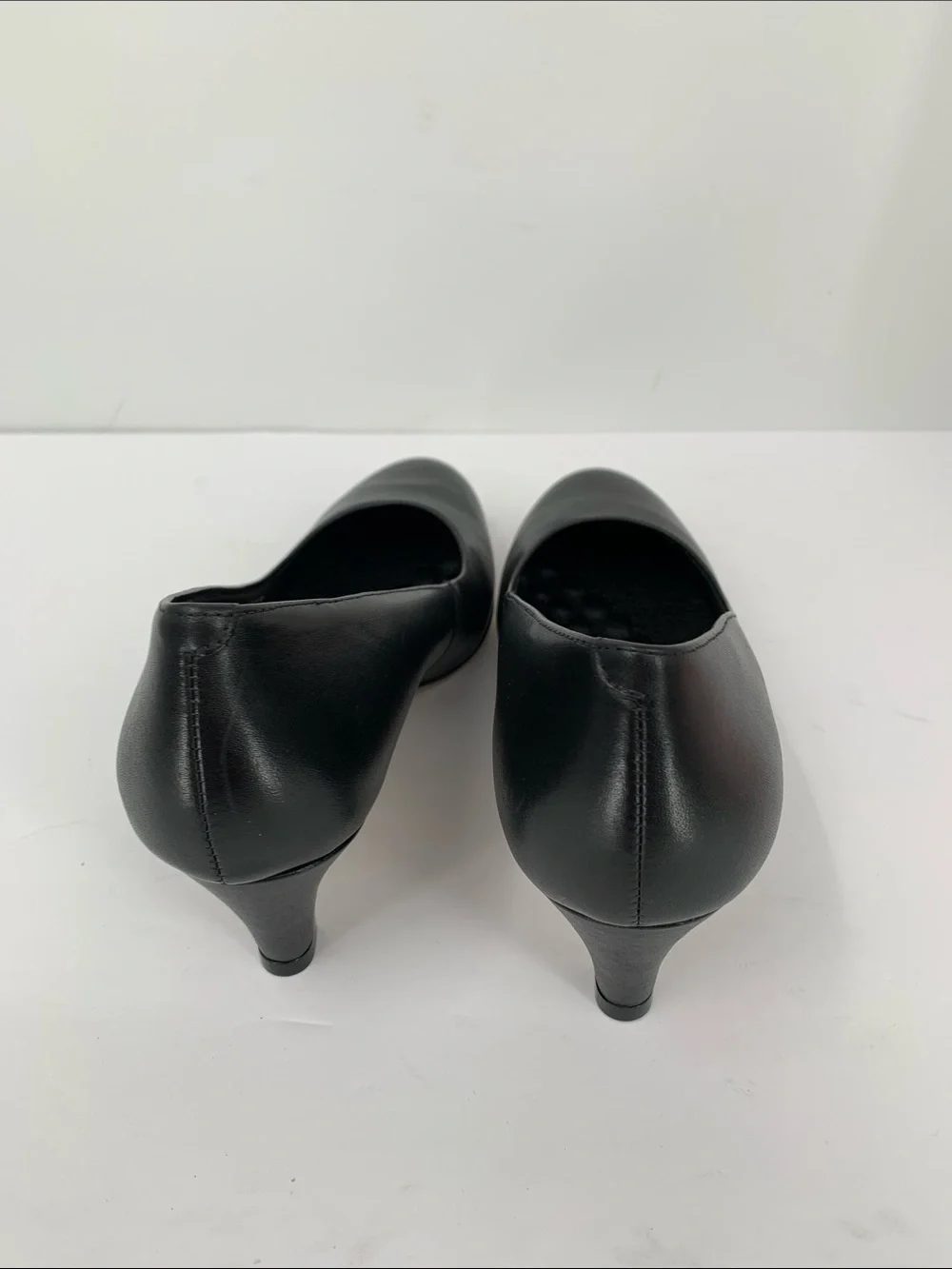 Ros Hommerson Joy II black leather pumps heel shoe comfort slip-on women new 8